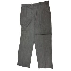 Unbranded Mens Charcoal Gray 100% Wool Pleated Dress Pants Trousers 36S RN 99579